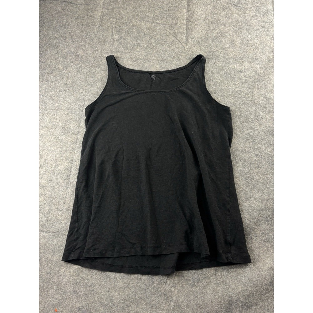 Eileen Fisher Racerback Tunic Boho Tank Top 100% Organic Linen Black Women's M